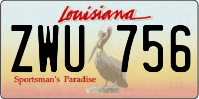 LA license plate ZWU756