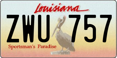 LA license plate ZWU757