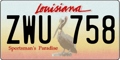 LA license plate ZWU758