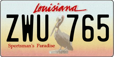 LA license plate ZWU765