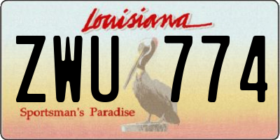LA license plate ZWU774