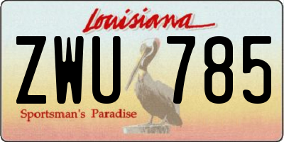 LA license plate ZWU785