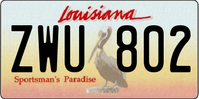 LA license plate ZWU802
