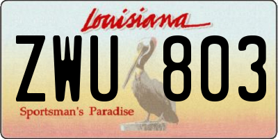 LA license plate ZWU803