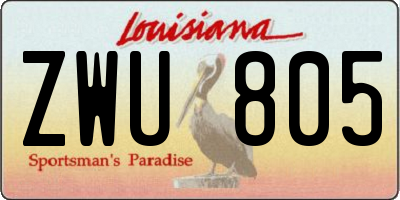 LA license plate ZWU805