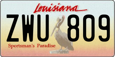 LA license plate ZWU809