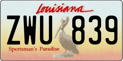 LA license plate ZWU839