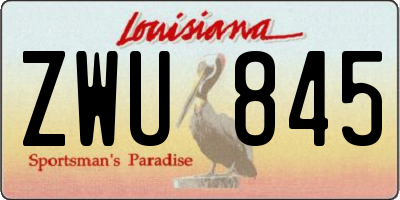 LA license plate ZWU845