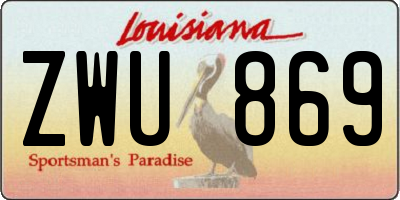 LA license plate ZWU869