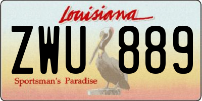 LA license plate ZWU889