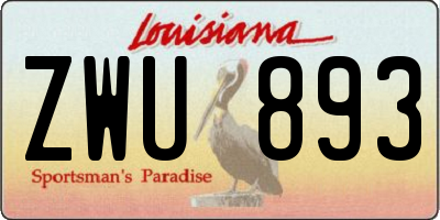 LA license plate ZWU893