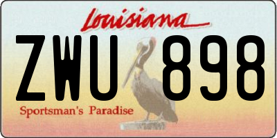 LA license plate ZWU898