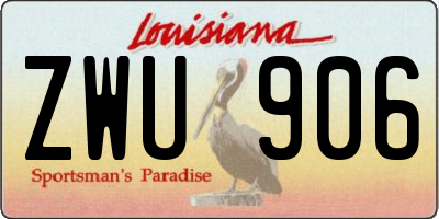 LA license plate ZWU906