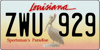 LA license plate ZWU929