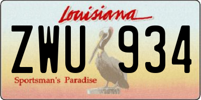 LA license plate ZWU934