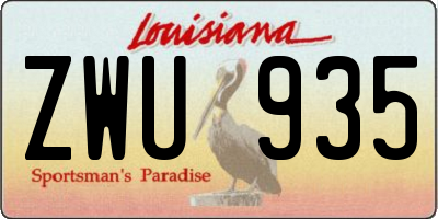 LA license plate ZWU935