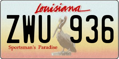 LA license plate ZWU936