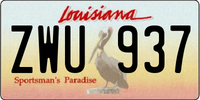 LA license plate ZWU937