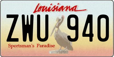 LA license plate ZWU940