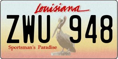 LA license plate ZWU948