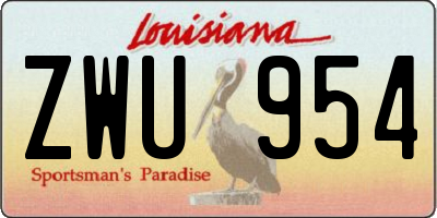 LA license plate ZWU954