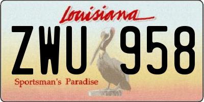 LA license plate ZWU958