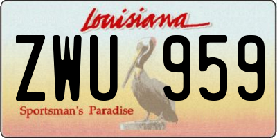 LA license plate ZWU959