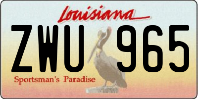 LA license plate ZWU965