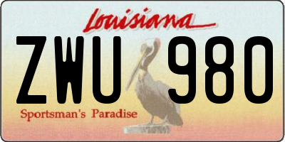 LA license plate ZWU980