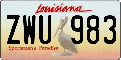 LA license plate ZWU983