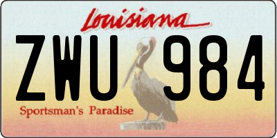 LA license plate ZWU984