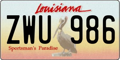 LA license plate ZWU986