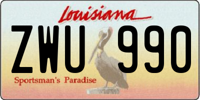 LA license plate ZWU990