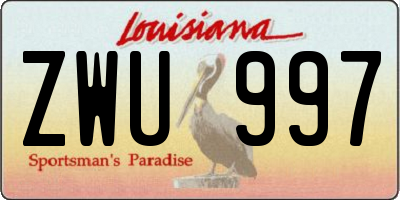 LA license plate ZWU997