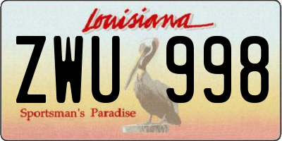 LA license plate ZWU998