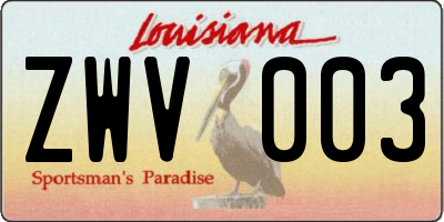 LA license plate ZWV003