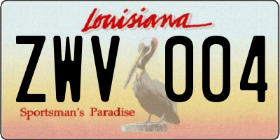 LA license plate ZWV004