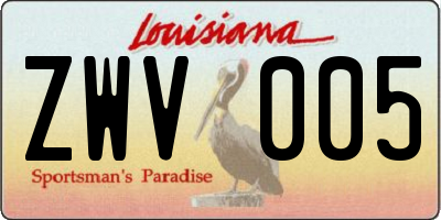 LA license plate ZWV005