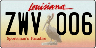 LA license plate ZWV006