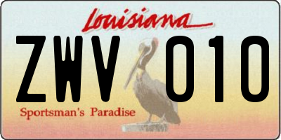 LA license plate ZWV010