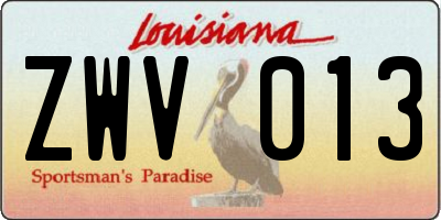 LA license plate ZWV013