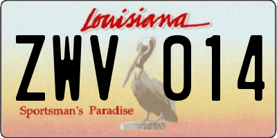 LA license plate ZWV014
