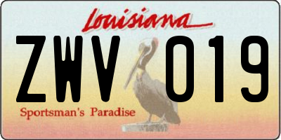 LA license plate ZWV019