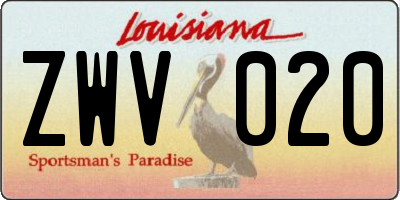 LA license plate ZWV020