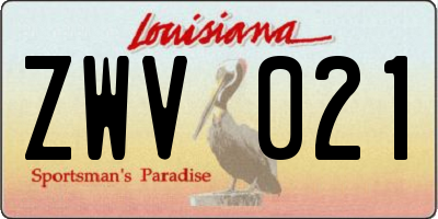 LA license plate ZWV021