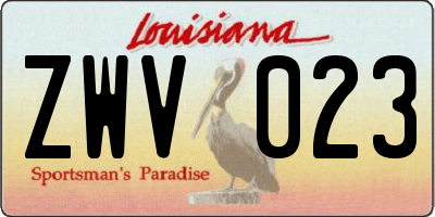 LA license plate ZWV023