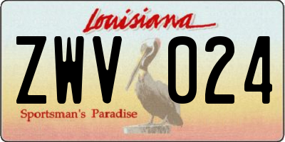 LA license plate ZWV024
