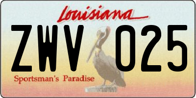 LA license plate ZWV025