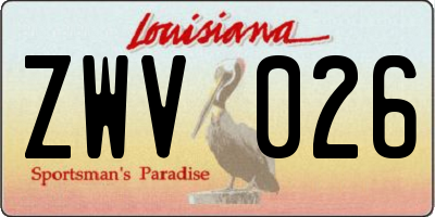 LA license plate ZWV026