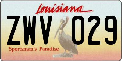 LA license plate ZWV029